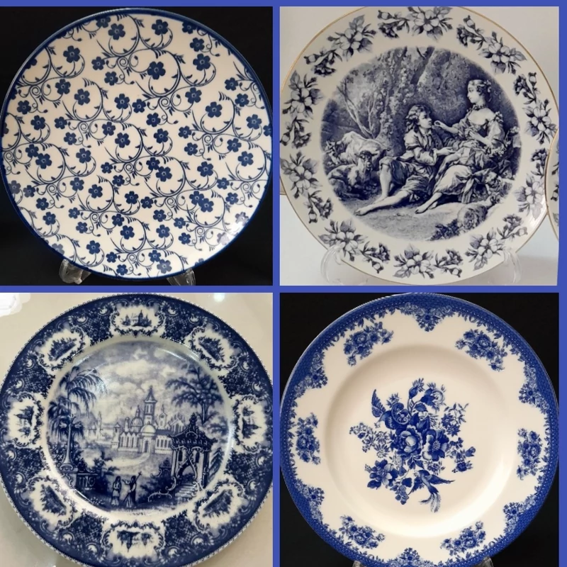 بشقاب دیوارکوب قلم آبی پک 4 عددی زیبا با گیره.ارسال رایگان